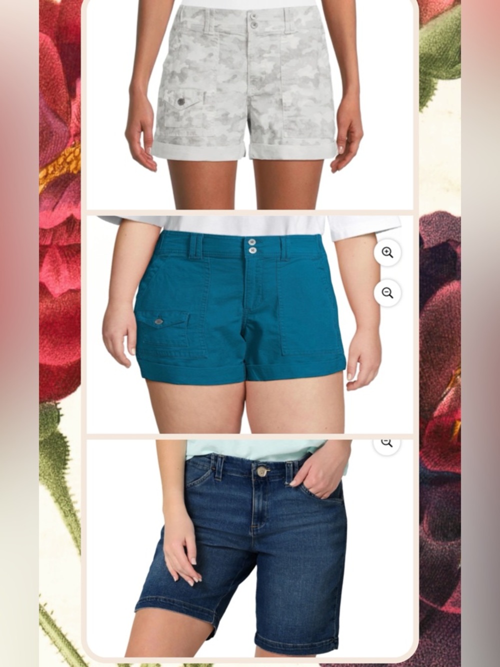 Bundle Women's Teal, Denim & Camo Shorts Trio size 18